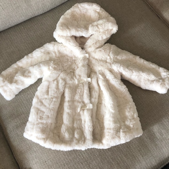 baby faux fur coat white